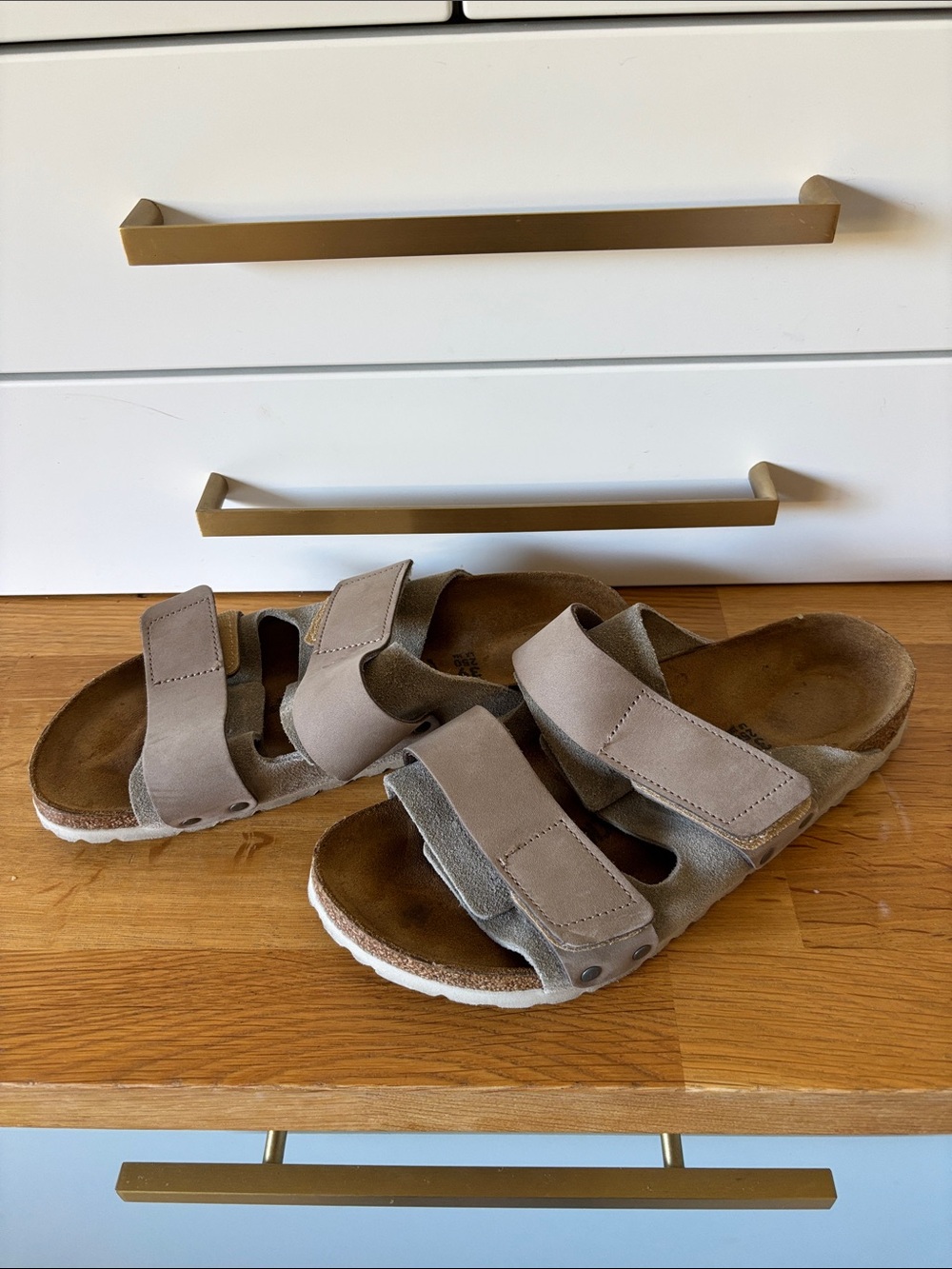 Birkenstock Women's Double-Strap Suede Sandals in Taupe